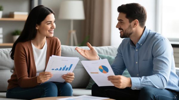 Couple reviewing debt during divorce