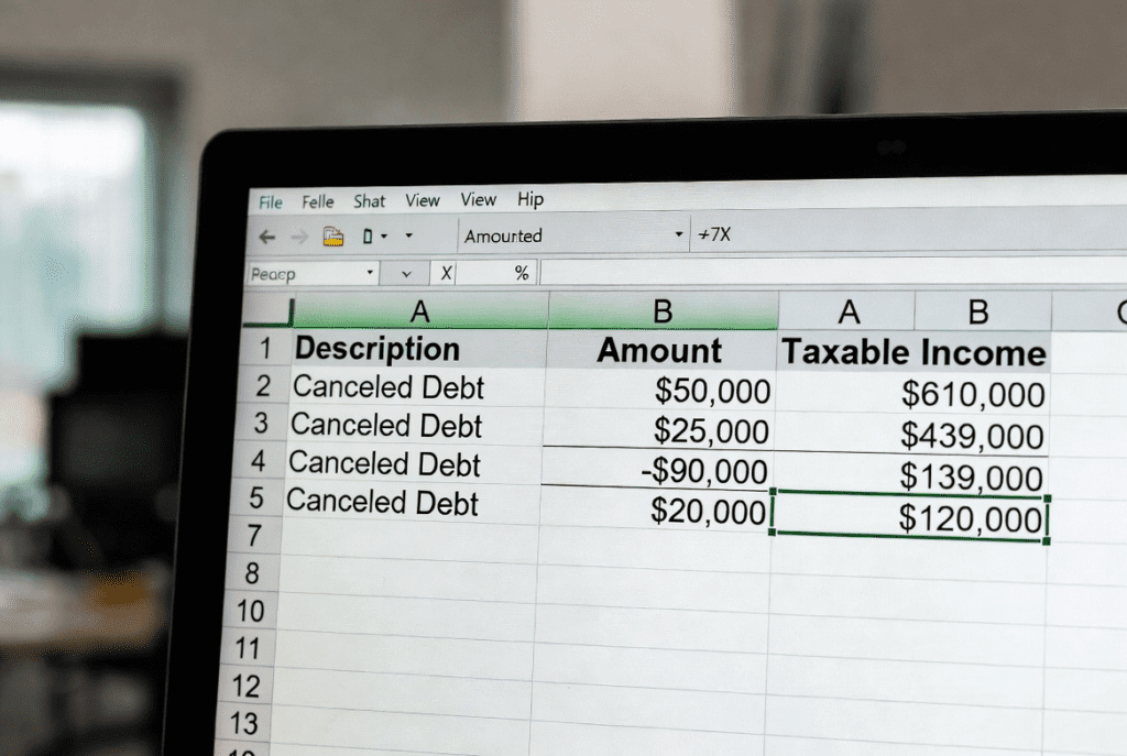 Calculating taxes on canceled debt