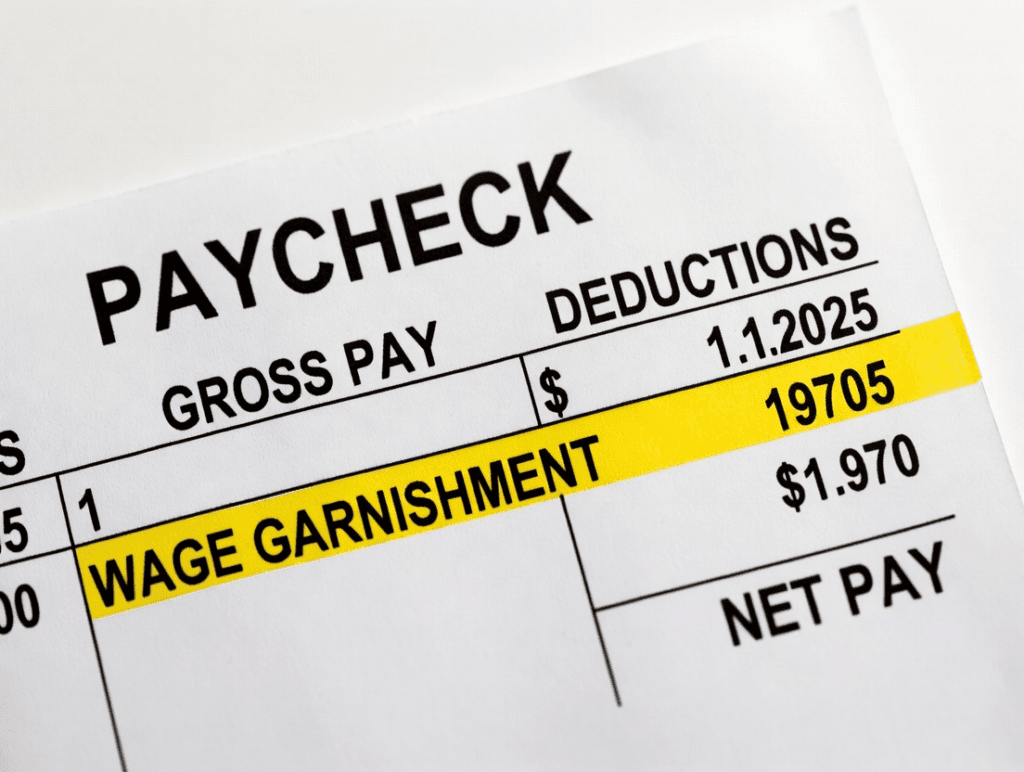 Wage garnishment from paycheck