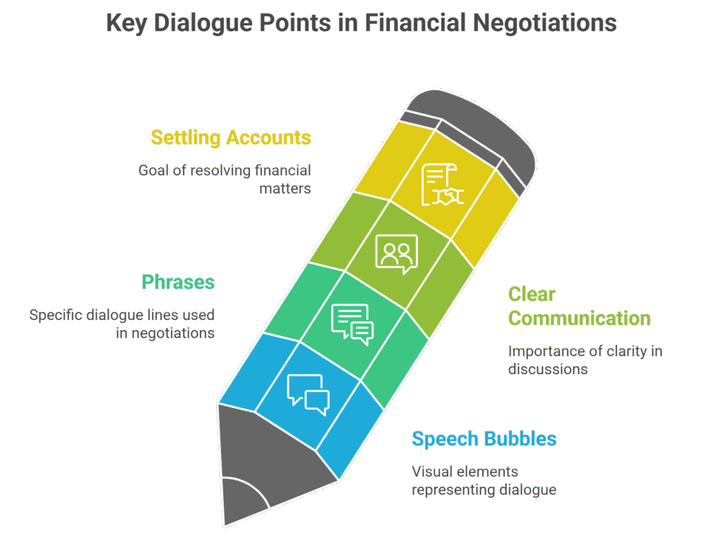 Infographic showing effective phrases to use when calling creditors for settlement.